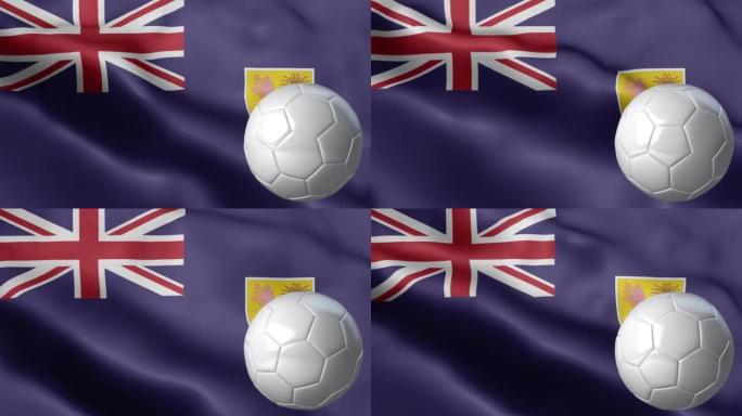 特克斯和凯科斯群岛旗帜和足球-特克斯和凯科斯群岛旗帜高细节-织物纹理和无尽循环-足球和旗帜