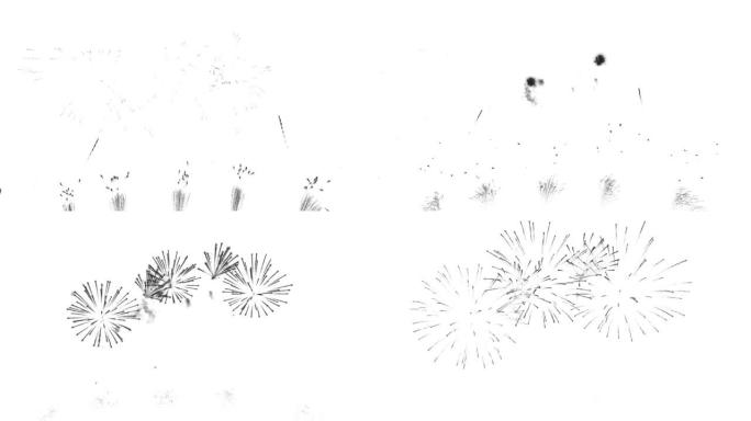 白色背景上的抽象烟花，7月4日独立日概念。高质量4k视频