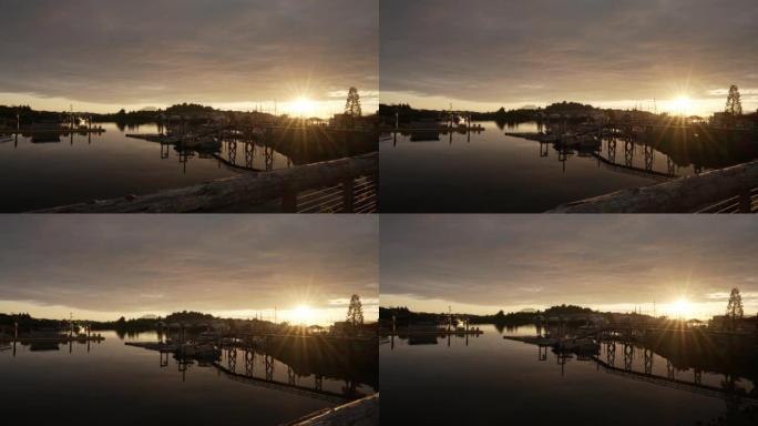 日落时码头的景色水上设施