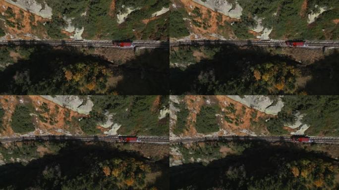 瑞士Gelmerbahn缆索铁路的俯视图