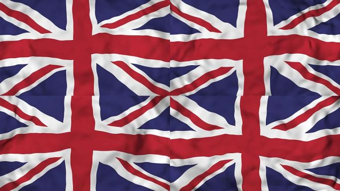 4k逼真的3D详细慢动作英国国旗，悬挂英国国旗动画背景，