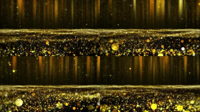 3D动画中闪闪发光的金色粒子