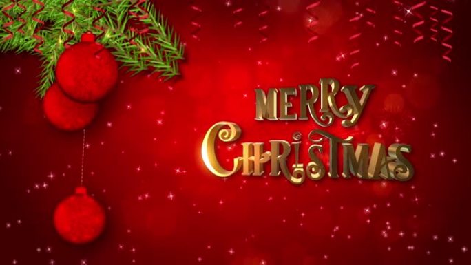 魔灯的循环背景装饰圣诞树与礼品盒和红色动画上的灯。