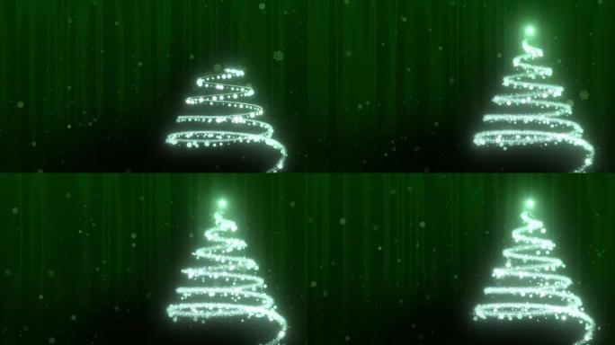 由黄金动画颗粒背景制成的圣诞树。
