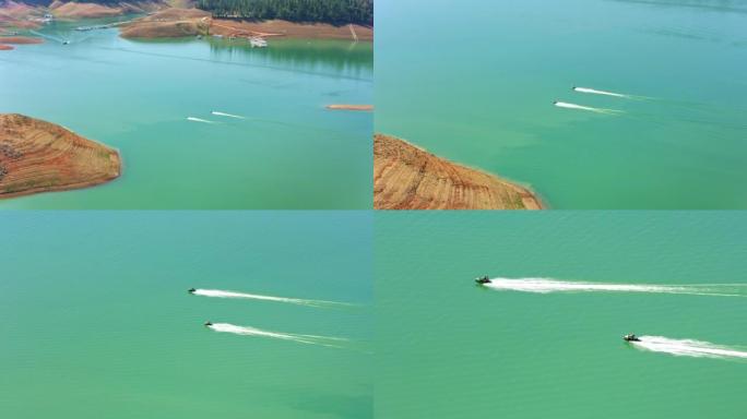 空中水上踏板车在Shasta湖上飞驰