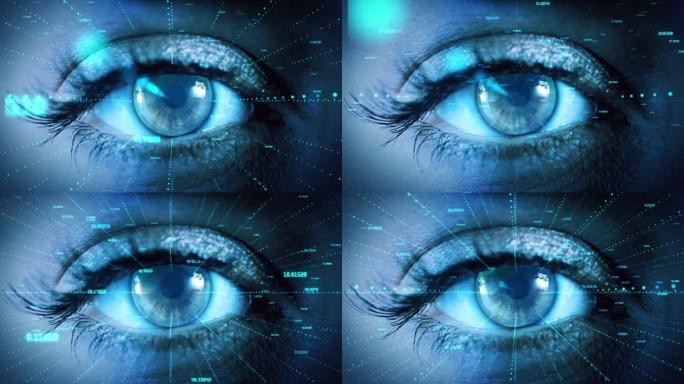 生物特征面部识别面部检测面部匹配编程者眼睛的电影宏。面Id。