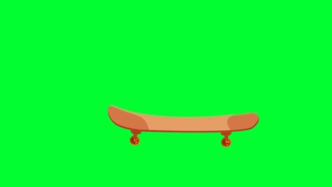 绿色屏幕中的滑板动画。2d卡通滑板视频动画循环。4k动画手推车滑板。