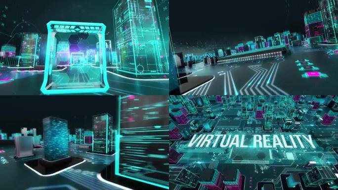 具有数字技术hitech概念的虚拟现实