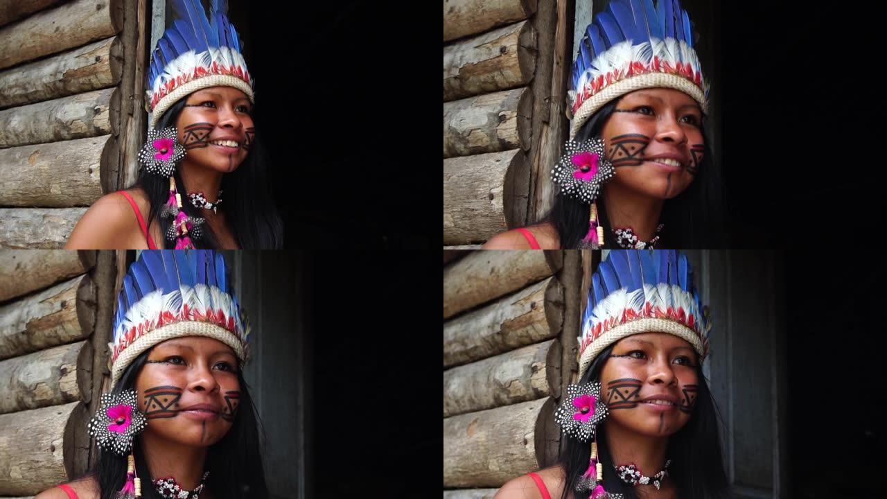 图皮瓜拉尼部落的一名土著年轻女子的肖像