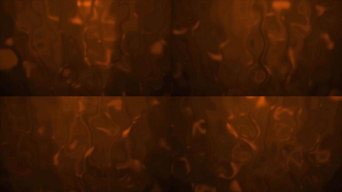 4k背景抽象模糊橙色，背景中发生液化。熔化彩色玻璃效果股票视频。缓慢溶解并流下液体抵抗光束