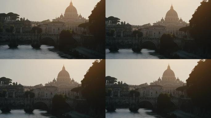 罗马之美:教堂的穹顶和天空的轮廓