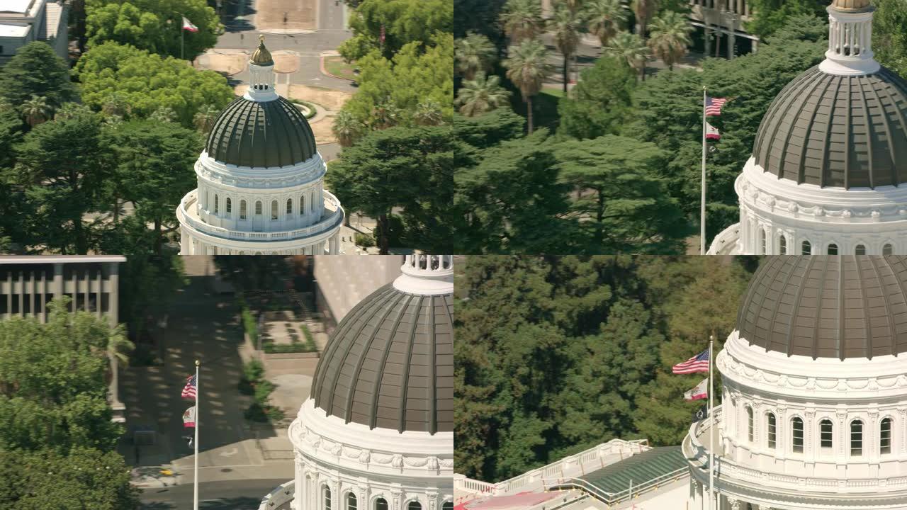 加利福尼亚州萨克拉门托的加利福尼亚州议会大厦圆顶周围的天线