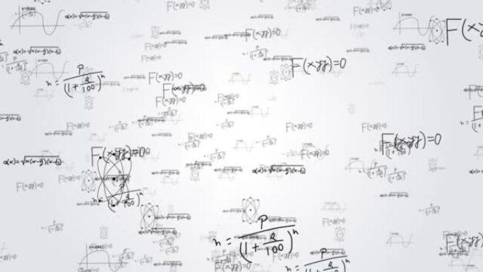 数学公式和数字符号抽象创意数字4k循环背景。