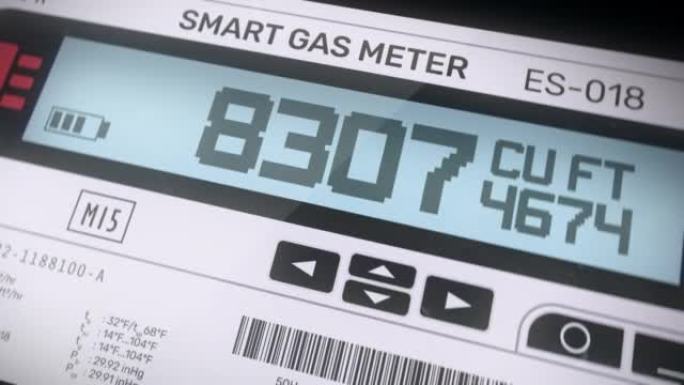 家用煤气表显示以立方英尺计算的能源消耗