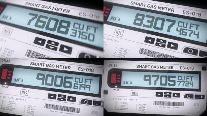家用煤气表显示以立方英尺计算的能源消耗
