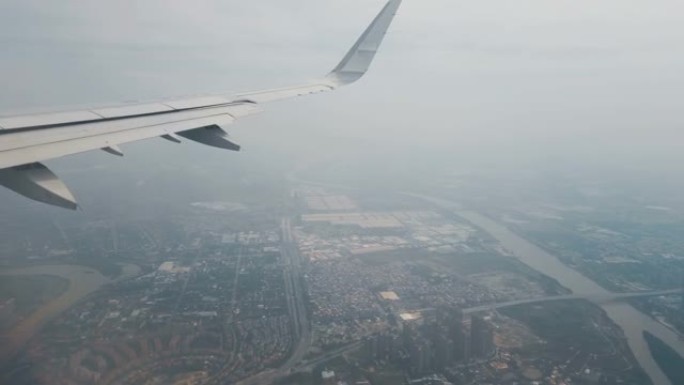 飞机着陆，中国广州。