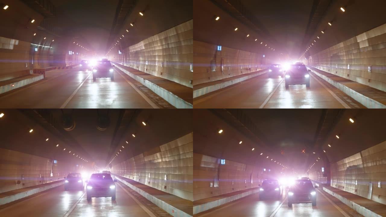 汽车在高速公路的隧道中行驶