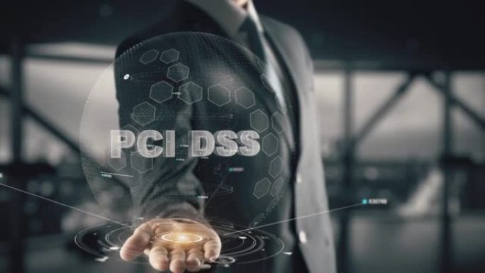 具有PCI DSS全息图概念的商人