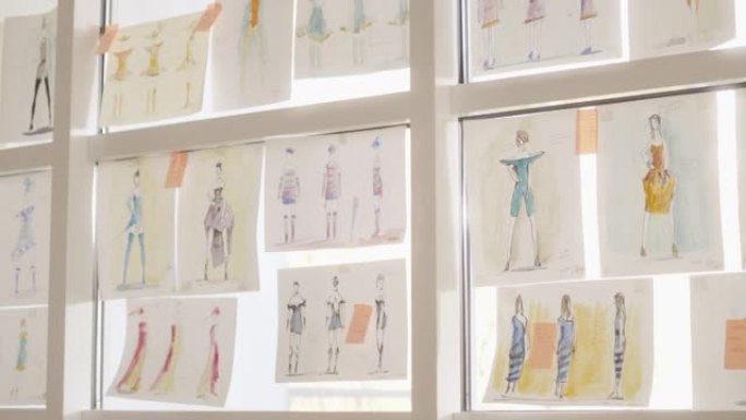 挂在窗户上的时尚项目。设计师工作室