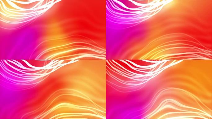 粉色红色霓虹灯平滑液波抽象运动发光全息循环背景