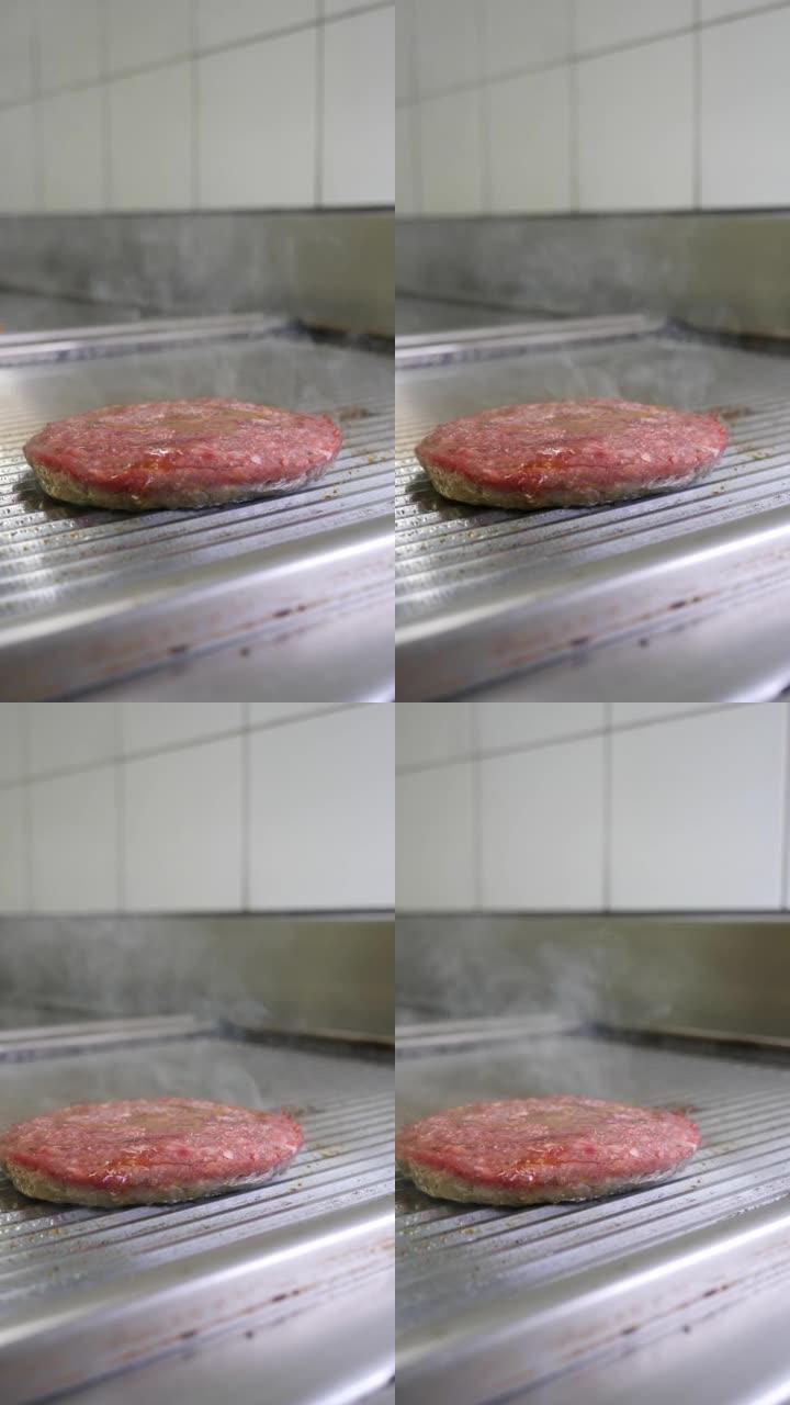 在厨房里做汉堡烤肉饼特写视频素材