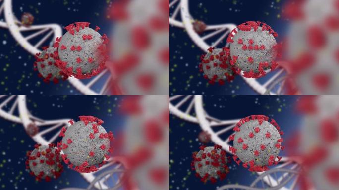 3D图解病毒的医学概念背景。病毒细胞或细菌背景。COVID-19突变病毒。