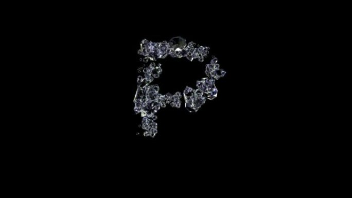 动画字母P-透明辉煌珠宝字母，孤立循环视频