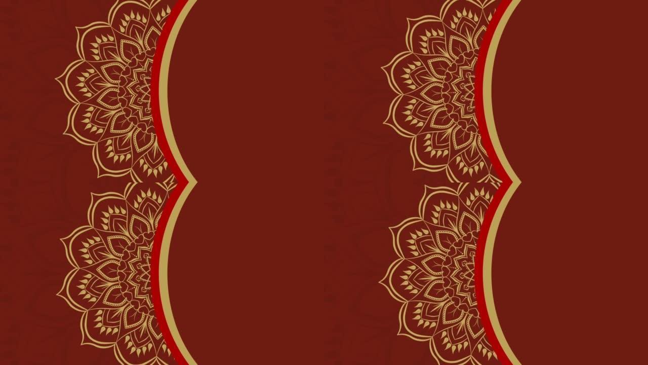 动画橙色伊斯兰符号隔离在红色背景