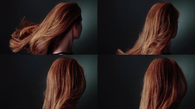 美丽诱人的红发女人扔长发