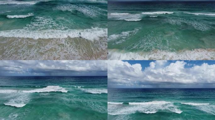 加勒比海冲浪和海滩的鸟瞰图