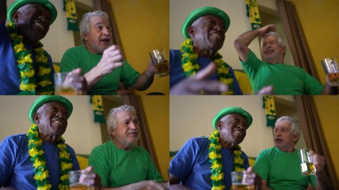 男前辈朋友在家观看巴西体育队