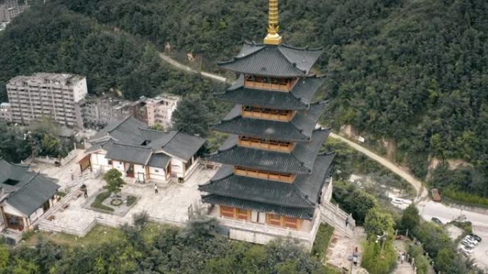 中国古代建筑鸟瞰图，陕西镇安。
