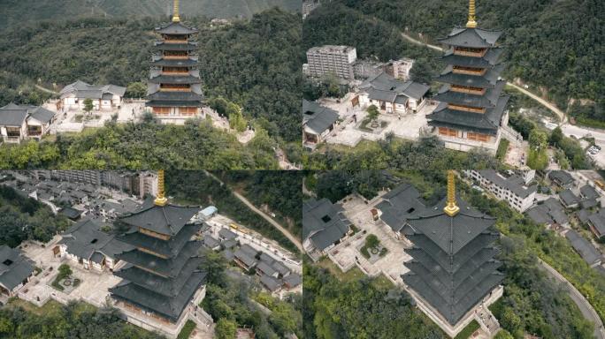 中国古代建筑鸟瞰图，陕西镇安。
