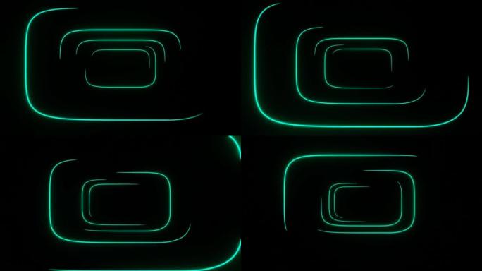 绿色发光二极管霓虹虹彩隧道动画
