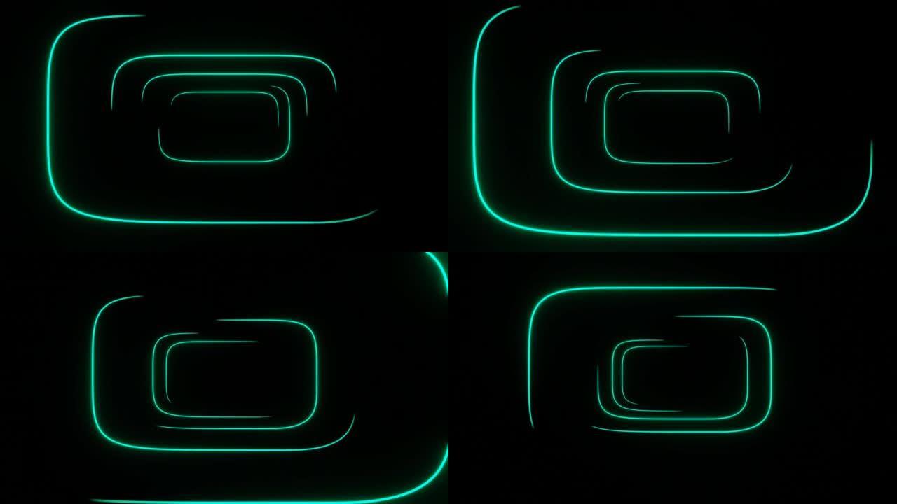绿色发光二极管霓虹虹彩隧道动画