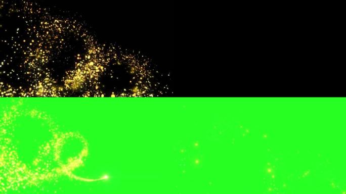 4k循环动画金色粒子和闪闪发光的金色闪光。波克灯。