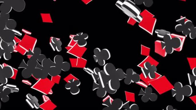 飞翔的法国纸牌动画，扑克概念，背景，循环，4k