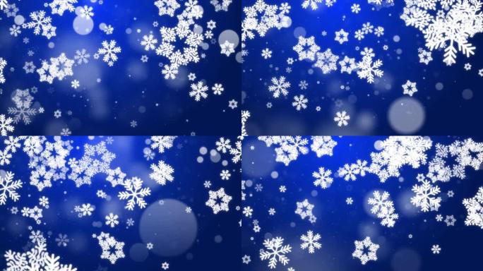摘要蓝雪粒子移动循环BG圣诞快乐，假期，冬天，新年。