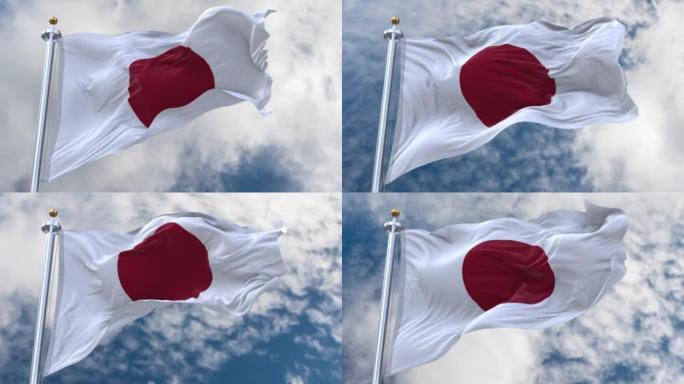 在多云的天空下的日本国旗