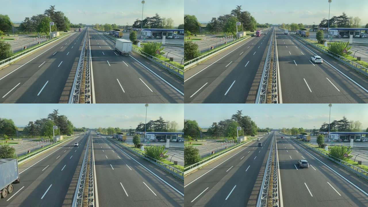 从立交桥拍摄的托斯卡纳高速公路的静态镜头