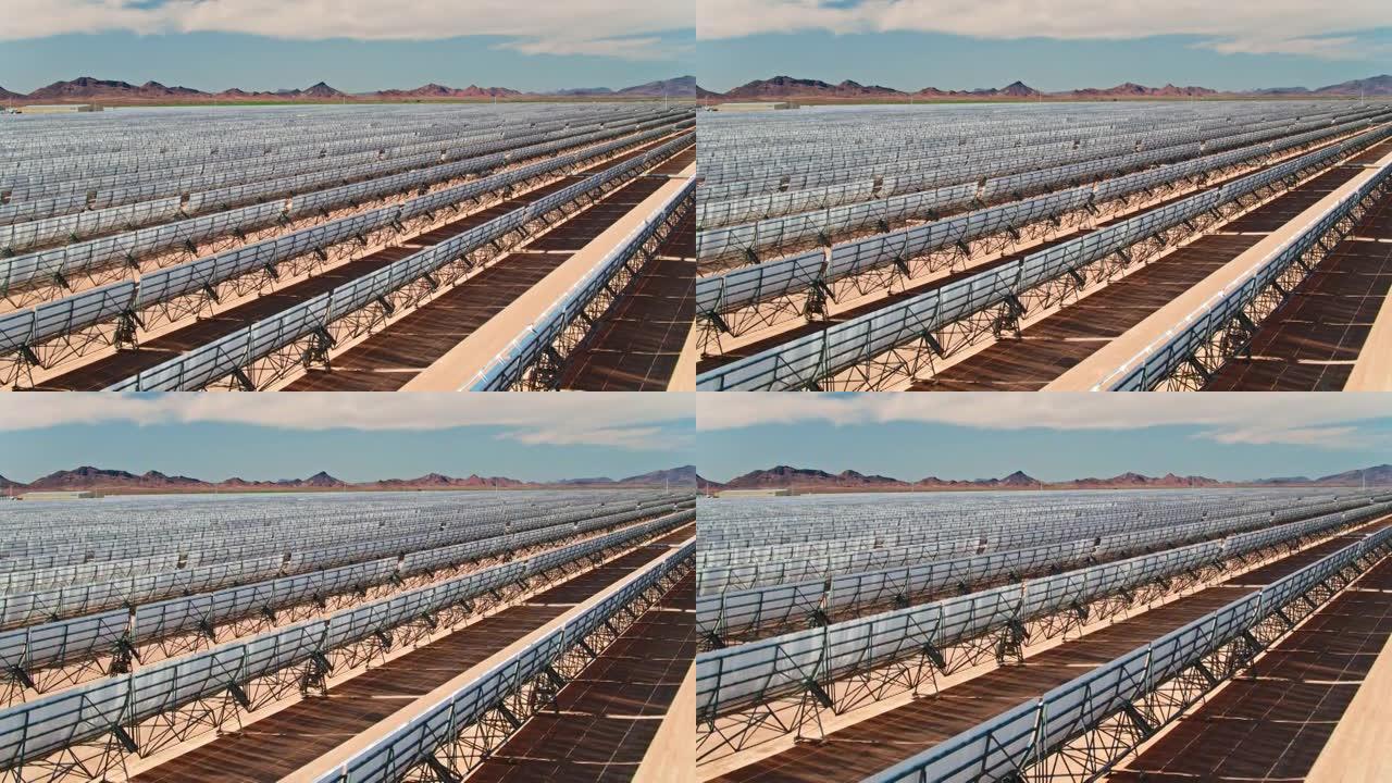 亚利桑那州太阳能农场的抛物线槽-空中