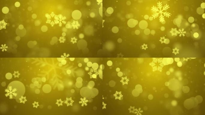 闪烁的雪花粒子，粒子的随机运动。美丽放松的雪背景。