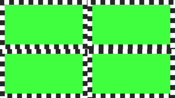 黑白绿屏动画边框，跳棋顺时针移动。