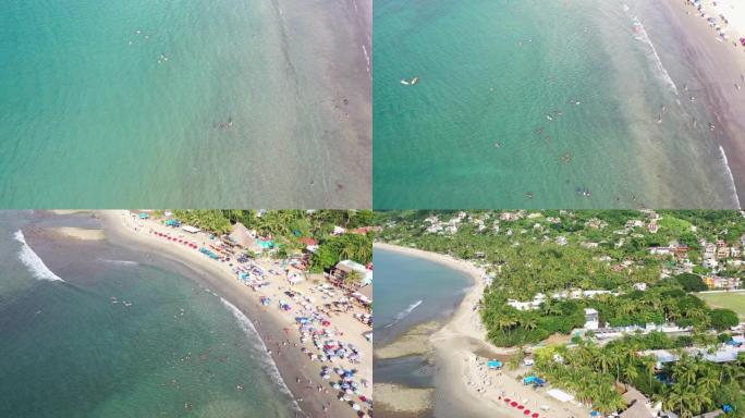 巴亚尔塔港城市景观的无人驾驶飞机拍摄。绿松石水和公共海滩
