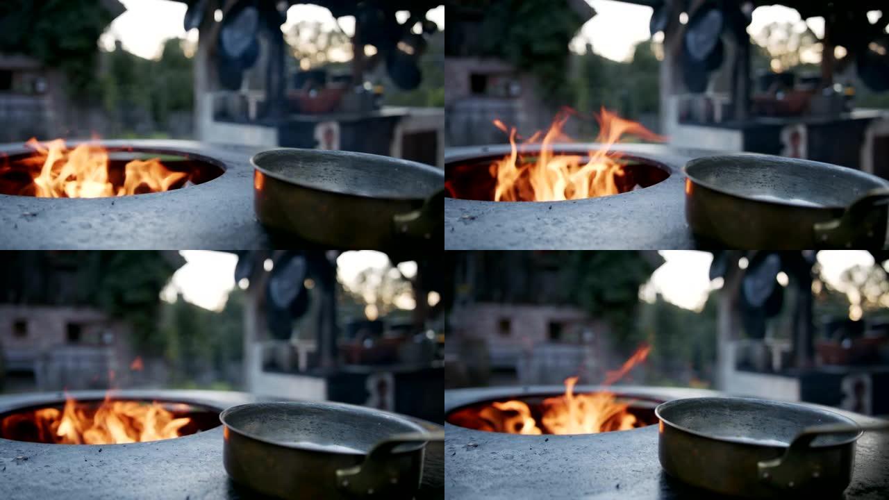 用炊具拍摄明火的慢动作