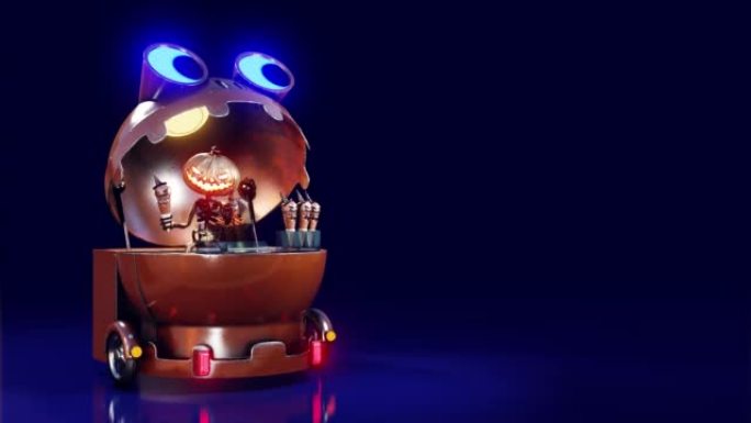 A 3D animated loop of a creepy Halloween ice cream