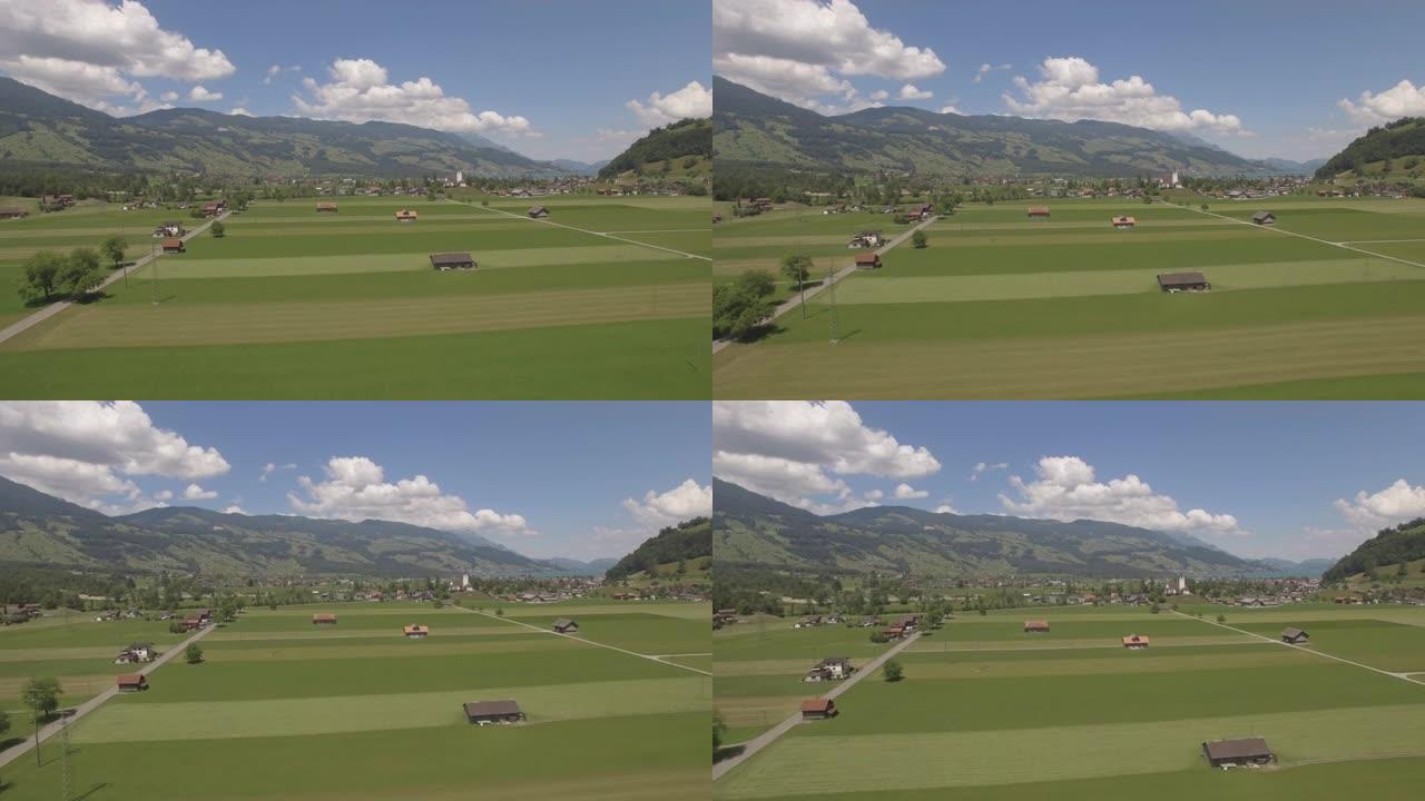 空中无人机拍摄了山上修剪整齐的农田