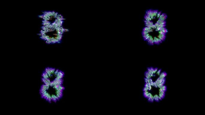 色差控制论晶体的8号-分色字母，孤立循环视频