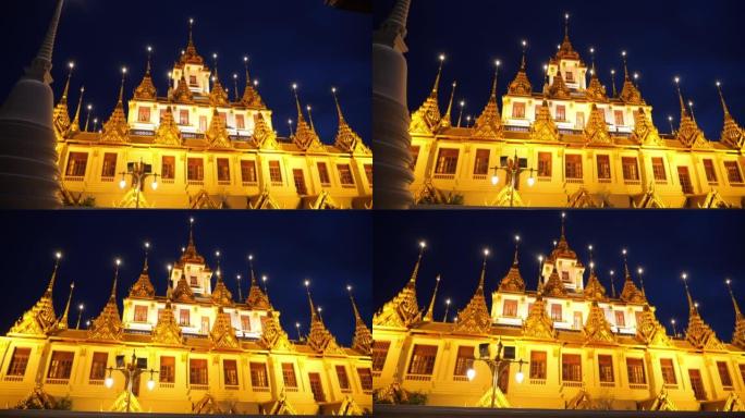 Wat Ratchanatda Temple，Loha Prasat，金色金属多顶