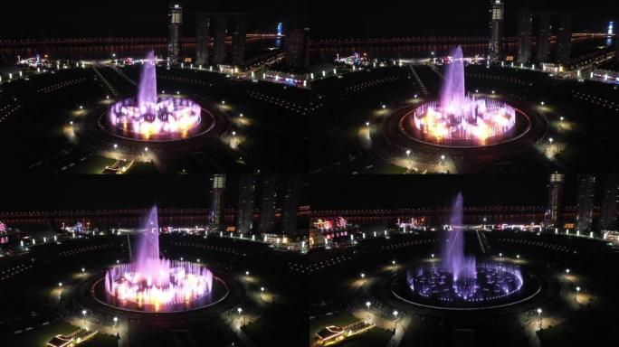 星海广场喷泉夜间无人机比赛